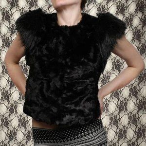 black fuzzy faux fur glam posh rocker vest skaiist taylor neiman marcus target